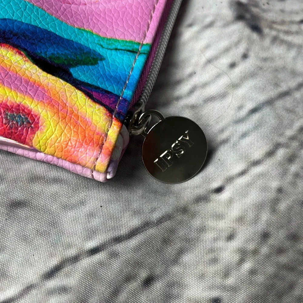 Ipsy Pink and Blue Abstract Cosmetic Bag